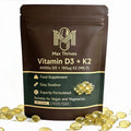 Max Thrives Vegan Vitamin D3 + K2 softgel pouch, 180 softgels, shown as an example of a high-strength vitamin D supplement label.