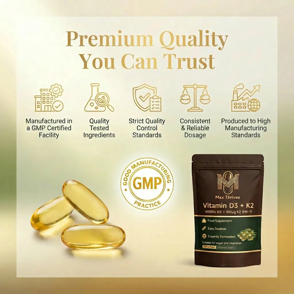 Max Thrives Daily Essentials Duo — Vegan Vitamin D3 + K2 180 Softgels & Magnesium 5-in-1 180 Vegan Capsules